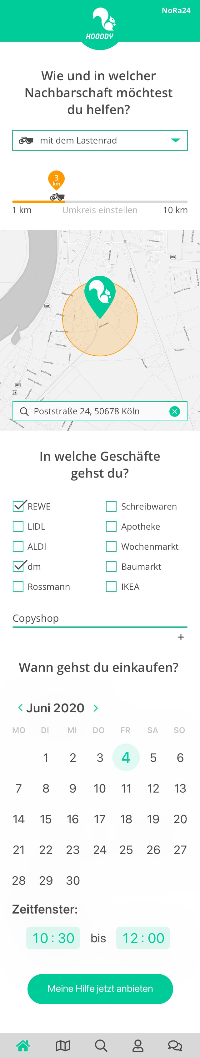 Hilfe anbieten Screenshot der App