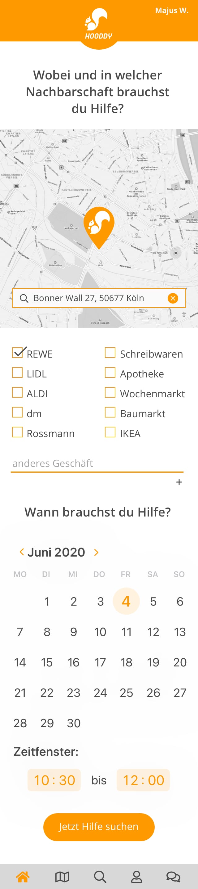 Hilfe suchen Screenshot der App