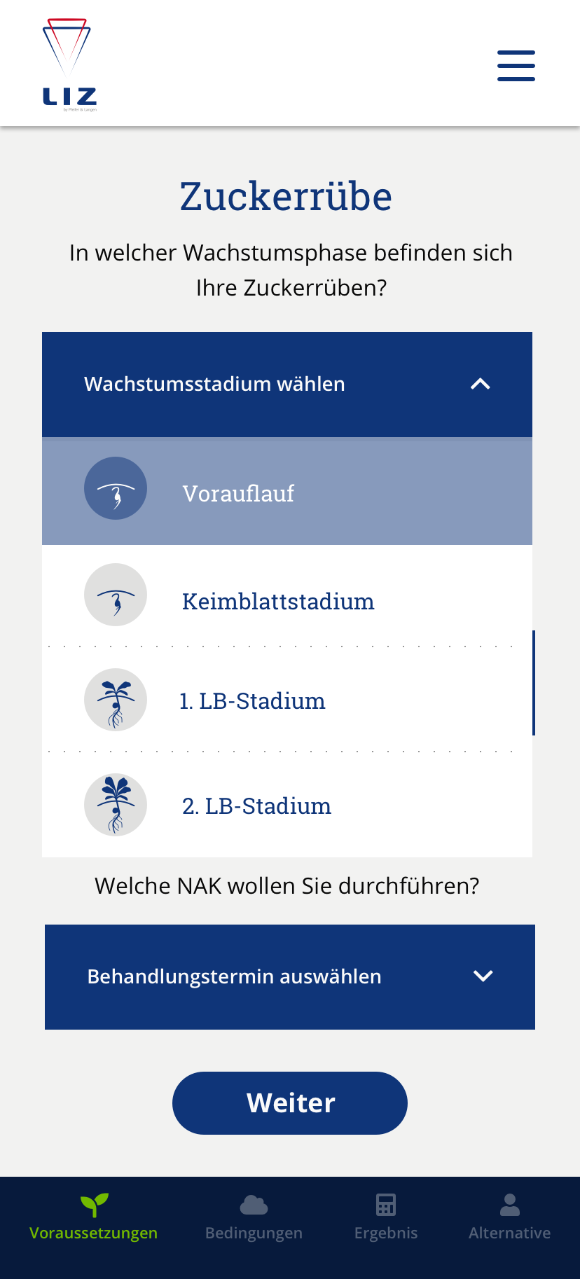 Wachstumsstadium Rübe Screenshot der App