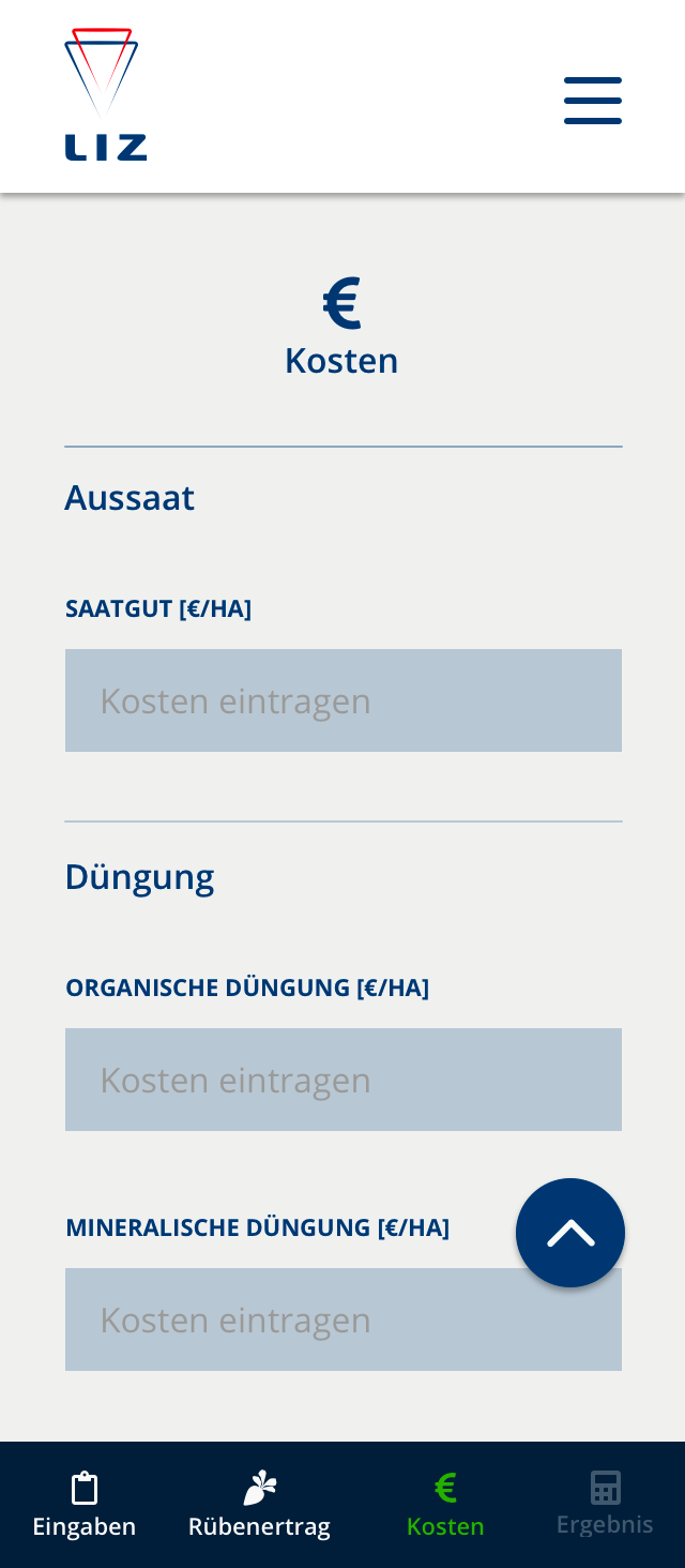 Einsatzbedingungen Screenshot der App