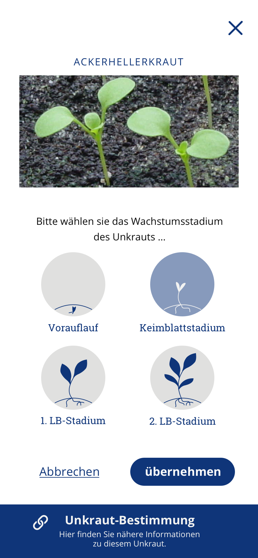 Wachstumsstadium Unkraut Screenshot der App