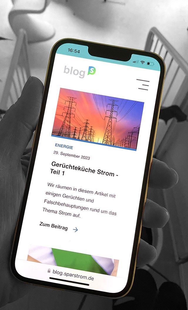 sparstrom Website Screenshot von einer sparstrom Blogseite auf einem Smartphone