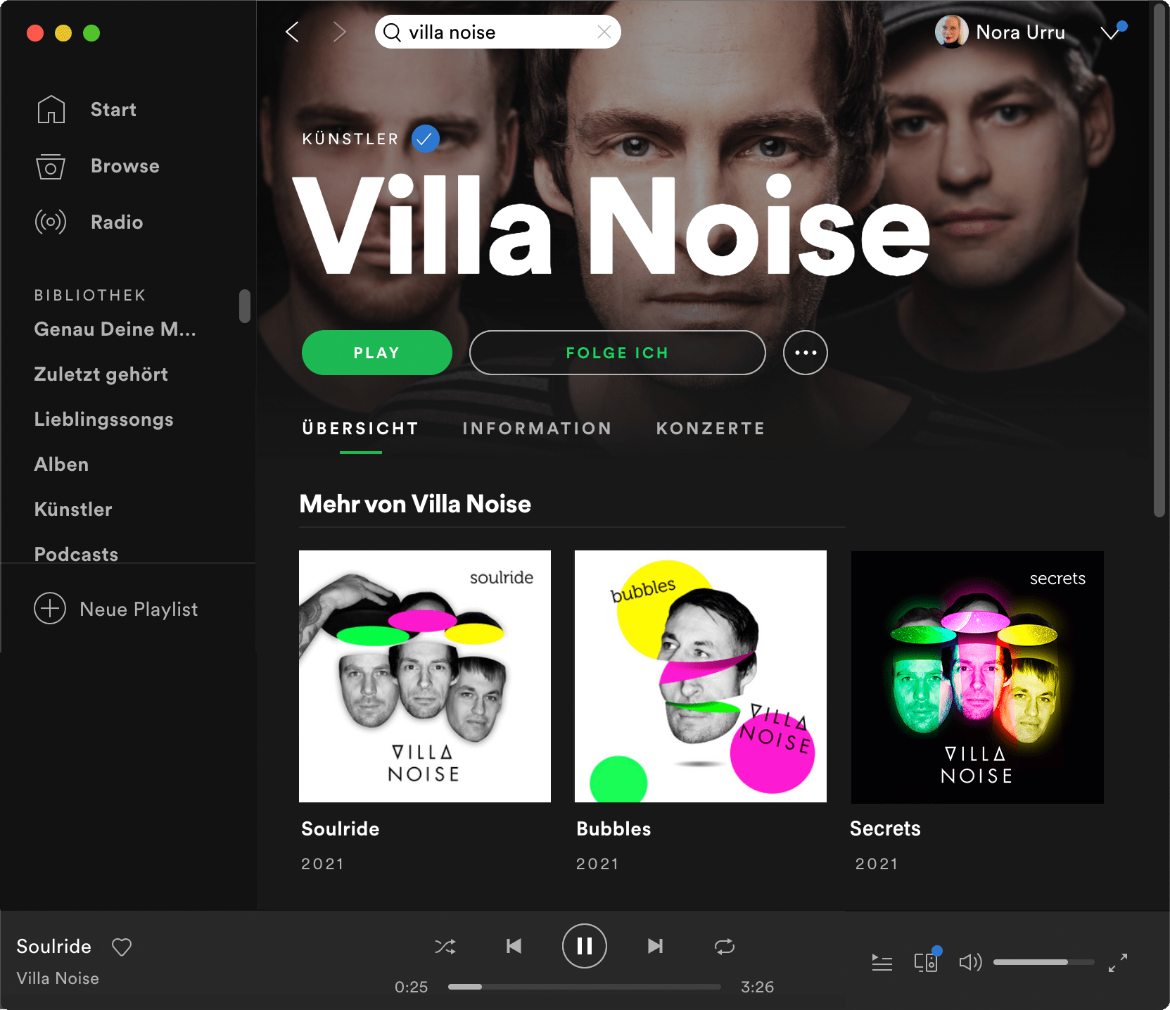 Oberfläche von Spotify Bubbles