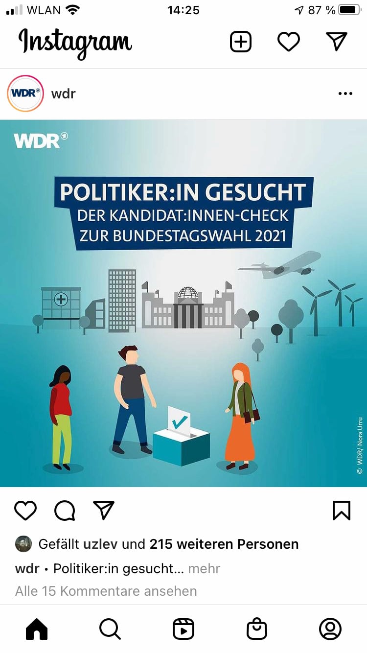 Auf der Suche nach Kandidierenden Screenshot vom Instapost