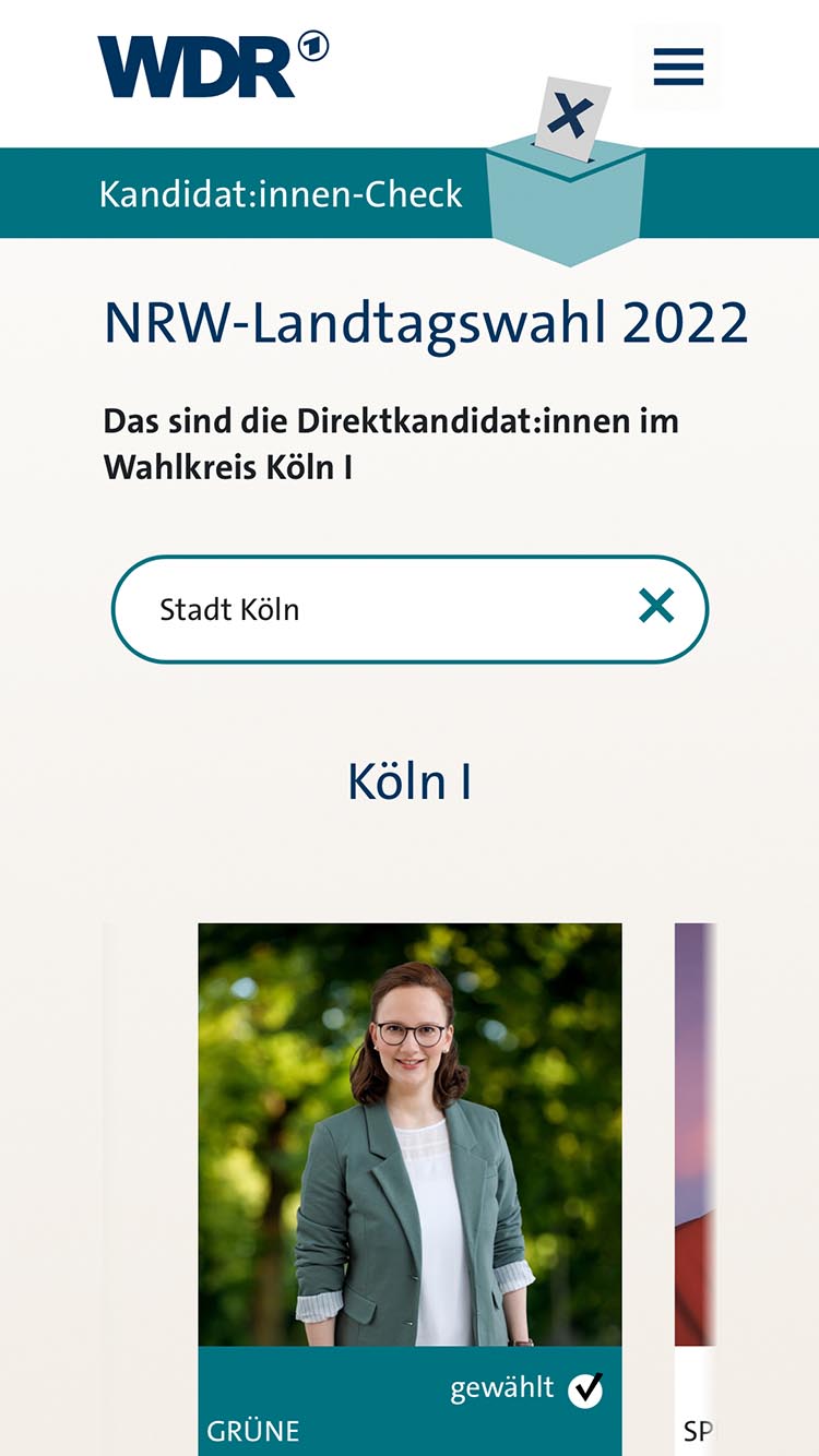 Screenshot der mobilen Website