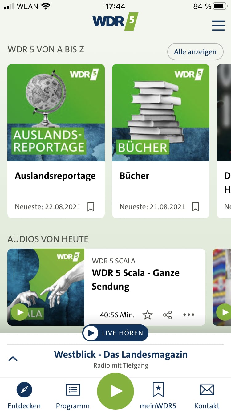 WDR5 App Screenshot der WDR5 App