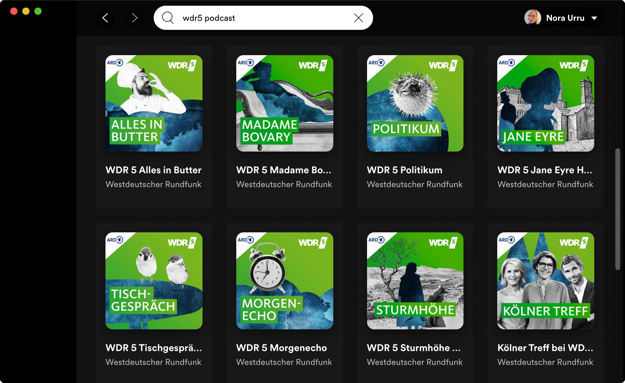 WDR5 in Spotify Screenshot von WDR5 Spotify